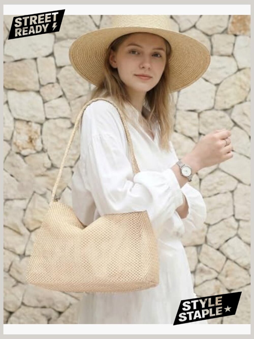 Straw Woven Hobo Shoulder Purse Summer Beach Bag Handbag Satchel - Picture 2 of 7